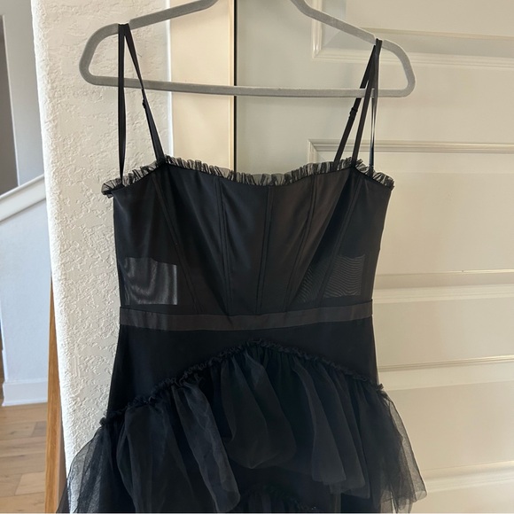 New Betsy & Adam Jasmine Tiered Tulle Corset Gown Black - Picture 3 of 7